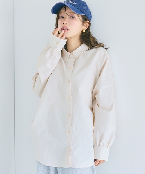 coca（coca）（コカ）の「ドルマンスリーブテールカットオックスシャツ（シャツ/ブラウス・レディース・ホワイト/イエロー/ストライプ/ライトブルー/B/A/ライトグリーン/ピンク/ネイビー/ライトベージュ/ブルー・M/L/S/XL）」の3枚目の写真