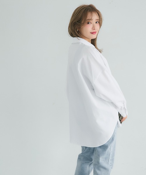 coca（coca）（コカ）の「ドルマンスリーブテールカットオックスシャツ（シャツ/ブラウス・レディース・ホワイト/イエロー/ストライプ/ライトブルー/B/A/ライトグリーン/ピンク/ネイビー/ライトベージュ/ブルー・M/L/S/XL）」の13枚目の写真