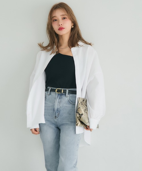 coca（coca）（コカ）の「ドルマンスリーブテールカットオックスシャツ（シャツ/ブラウス・レディース・ホワイト/イエロー/ストライプ/ライトブルー/B/A/ライトグリーン/ピンク/ネイビー/ライトベージュ/ブルー・M/L/S/XL）」の16枚目の写真