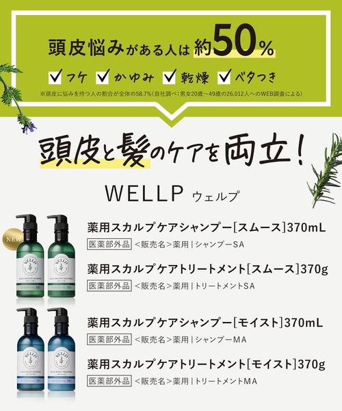 BOTANIST（ボタニスト）の「WELLP ウェルプ 薬用スカルプケア シャンプー トリートメント セット[医薬部外品]（シャンプー・レディース・モイスト/スムース・FREE）」の3枚目の写真