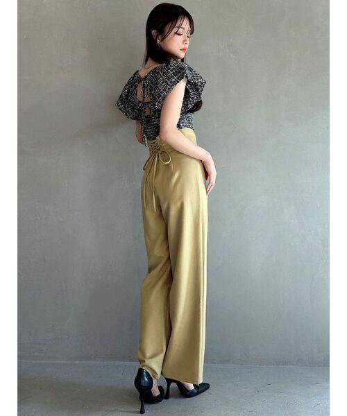 RESEXXY（リゼクシー）の「バックレースアップワイドパンツ（その他パンツ・レディース・イエロー/ブラック/アイボリー・FREE）」の8枚目の写真