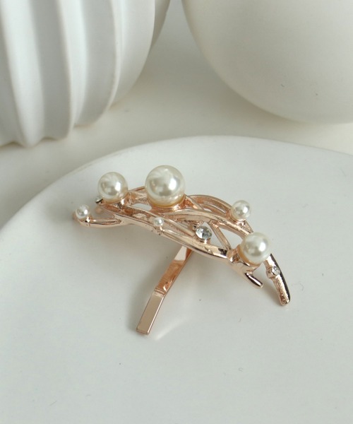 Three Four Time(スリーフォータイム)の「パールメタルラインヘアカフ【結婚式/パーティ/フォーマル/デイリー】(ヘアゴム・レディース・ゴールド/ピンクゴールド・FREE)」の3枚目の写真