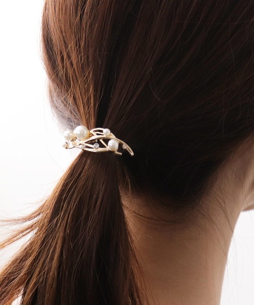 Three Four Time(スリーフォータイム)の「パールメタルラインヘアカフ【結婚式/パーティ/フォーマル/デイリー】(ヘアゴム・レディース・ゴールド/ピンクゴールド・FREE)」の7枚目の写真