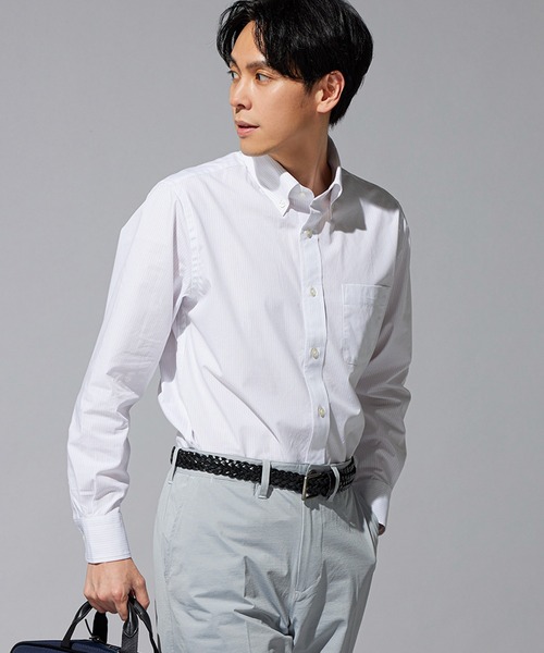 FOUND GOOD（ファウンドグッド）の「長袖レギュラーフィットストライプシャツ（シャツ/ブラウス・メンズ・ブルー系/ブルー系1/グレー系/ホワイト系5・XL/S/M/L）」の2枚目の写真