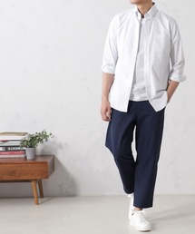 長袖レギュラーフィットストライプシャツ