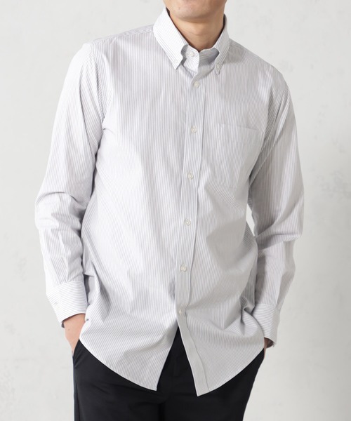 FOUND GOOD（ファウンドグッド）の「長袖レギュラーフィットストライプシャツ（シャツ/ブラウス・メンズ・ブルー系/ブルー系1/グレー系/ホワイト系5・XL/S/M/L）」の9枚目の写真