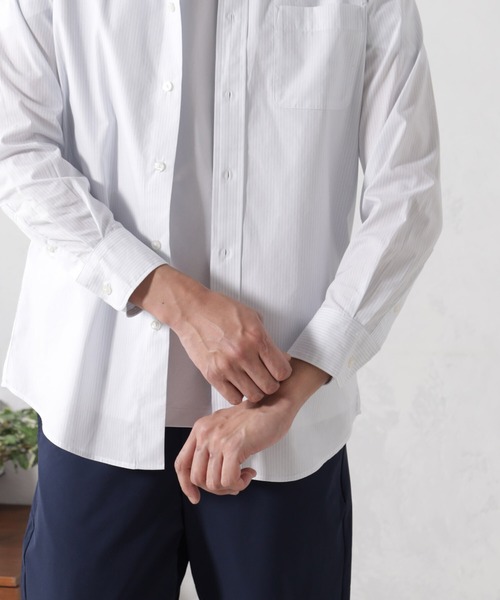 FOUND GOOD（ファウンドグッド）の「長袖レギュラーフィットストライプシャツ（シャツ/ブラウス・メンズ・ブルー系/ブルー系1/グレー系/ホワイト系5・XL/S/M/L）」の15枚目の写真