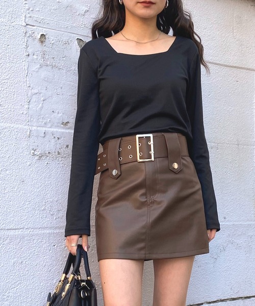 NANEA（ナネア）の「ビッグベルトスリムスカート　インナーパンツ付き（スカート・レディース・ブラック/ブラウン・SMALL/MEDIUM/LARGE/X-LARGE）」の13枚目の写真