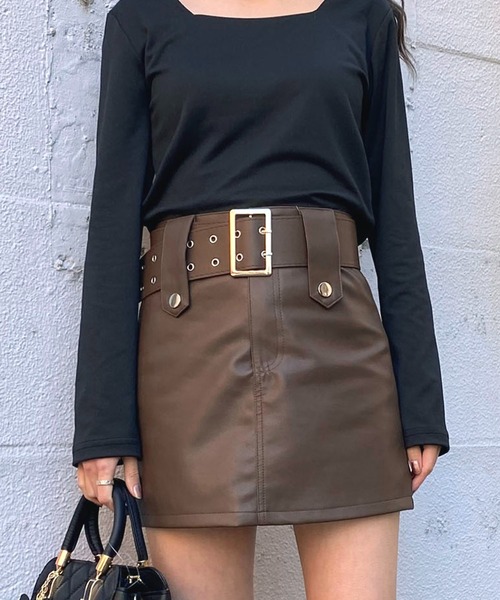 NANEA（ナネア）の「ビッグベルトスリムスカート　インナーパンツ付き（スカート・レディース・ブラック/ブラウン・SMALL/MEDIUM/LARGE/X-LARGE）」の11枚目の写真
