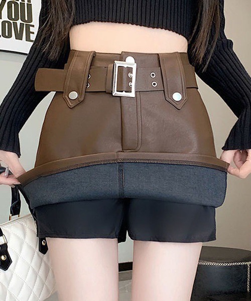 NANEA（ナネア）の「ビッグベルトスリムスカート　インナーパンツ付き（スカート・レディース・ブラック/ブラウン・SMALL/MEDIUM/LARGE/X-LARGE）」の5枚目の写真