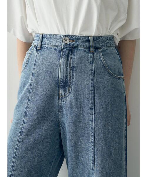 Editt by YECCA VECCA(エディットバイイェッカヴェッカ)の「配色ライン綿麻バギーデニムパンツ(デニムパンツ・レディース・ライトインディゴブルー・S/M)」の18枚目の写真