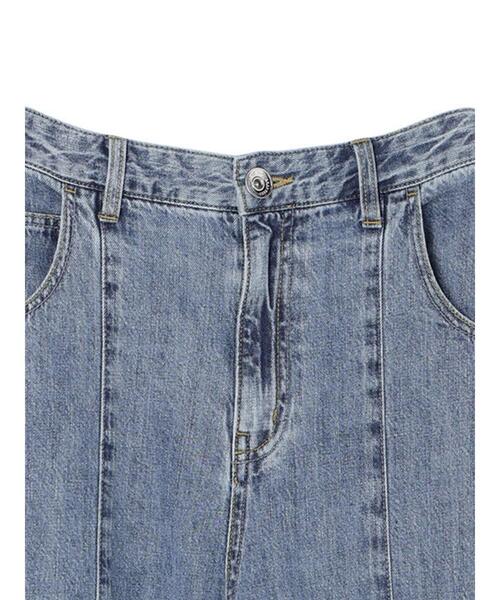 Editt by YECCA VECCA(エディットバイイェッカヴェッカ)の「配色ライン綿麻バギーデニムパンツ(デニムパンツ・レディース・ライトインディゴブルー・S/M)」の17枚目の写真