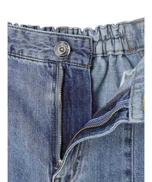 Editt by YECCA VECCA(エディットバイイェッカヴェッカ)の「配色ライン綿麻バギーデニムパンツ(デニムパンツ・レディース・ライトインディゴブルー・S/M)」の9枚目の写真