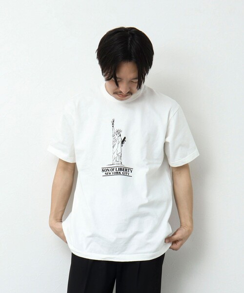 NOLLEY'S goodman（ノーリーズグッドマン）の「SON OF LIBERTY フロントプリントTシャツ（Tシャツ/カットソー・メンズ・グレイッシュベージュ/チャコールグレー/ホワイト/ロイヤルブルー・S/M/L）」の6枚目の写真