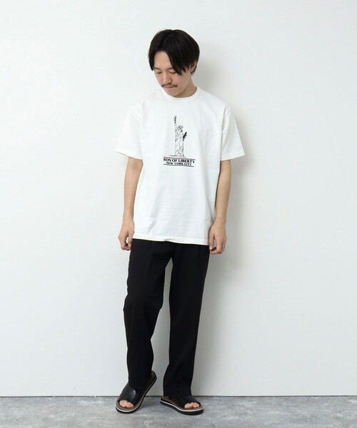NOLLEY'S goodman（ノーリーズグッドマン）の「SON OF LIBERTY フロントプリントTシャツ（Tシャツ/カットソー・メンズ・グレイッシュベージュ/チャコールグレー/ホワイト/ロイヤルブルー・S/M/L）」の9枚目の写真