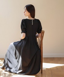 Emilyan | 紫外線も怖くない！無敵のワンピース【UVカット98％！接触冷感！手洗いOK♪全方位ストレッチ♪】ハイストレッチつやポンチ・バックパール調フレアーワンピース(ワンピース)