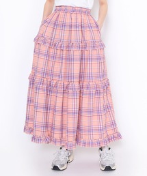 PUNYUS | チェックフリルティアードロングスカート(パステルカラー)(スカート)