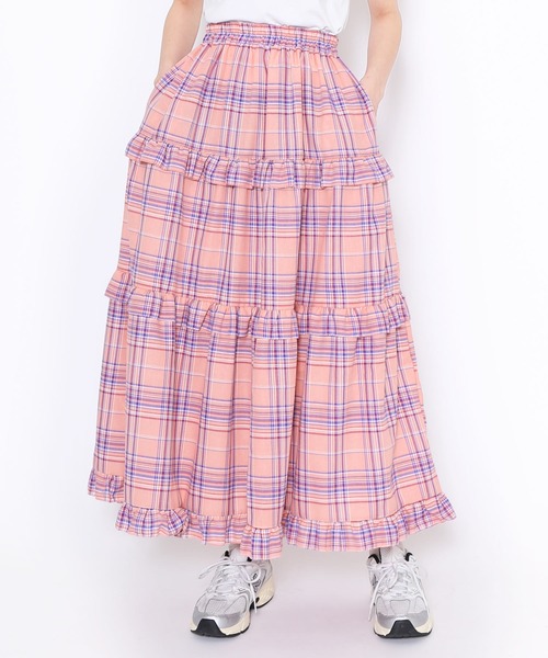PUNYUS（プニュズ）の「チェックフリルティアードロングスカート