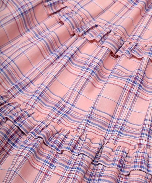 PUNYUS（プニュズ）の「チェックフリルティアードロングスカート（パステルカラー）（スカート・レディース・パープル/イエロー/ピンク/ブルー・1/2/3/4）」の11枚目の写真