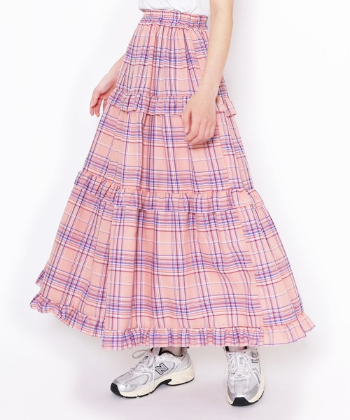 PUNYUS（プニュズ）の「チェックフリルティアードロングスカート