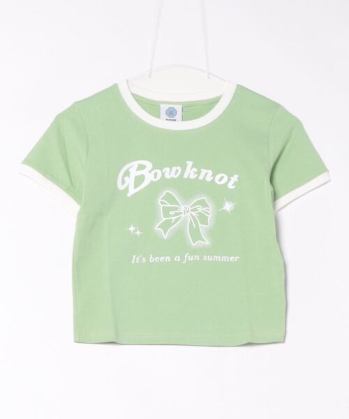 HOOK(フック)の「【HOOK】for girls リボンプリントリンガーtシャツ (SS)(Tシャツ/カットソー・レディース・ブルー/ブラック/グリーン/ホワイト/ベージュ/ピンク・FREE)」の18枚目の写真