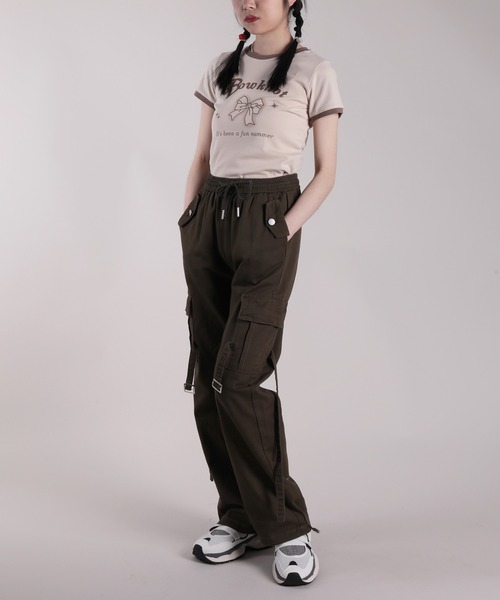 HOOK(フック)の「【HOOK】for girls リボンプリントリンガーtシャツ (SS)(Tシャツ/カットソー・レディース・ブルー/ブラック/グリーン/ホワイト/ベージュ/ピンク・FREE)」の13枚目の写真
