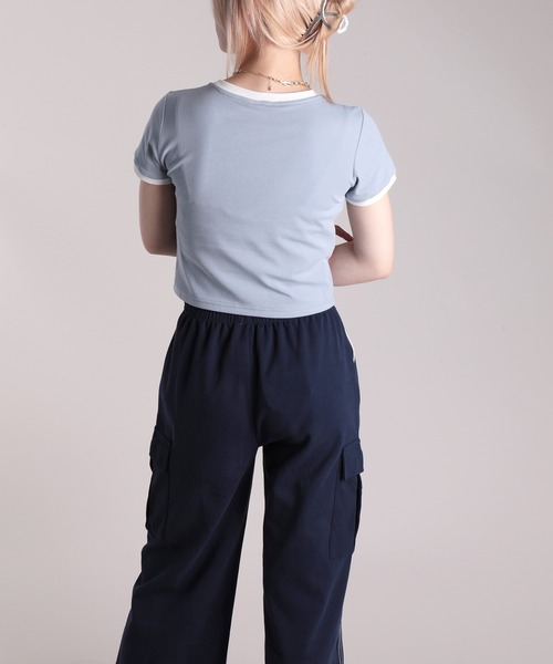 HOOK(フック)の「【HOOK】for girls リボンプリントリンガーtシャツ (SS)(Tシャツ/カットソー・レディース・ブルー/ブラック/グリーン/ホワイト/ベージュ/ピンク・FREE)」の12枚目の写真