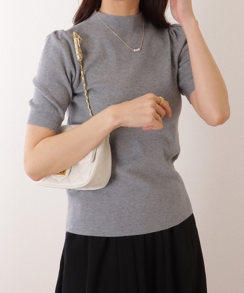 【美品✨】ルネ　トップス　ニット　半袖　ハイネック　パフスリーブ　36 セール】ハイネック パフスリーブ 半袖 ニット トップス（T