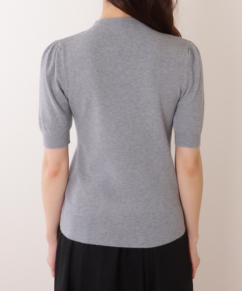 セール】ハイネック パフスリーブ 半袖 ニット トップス（T
