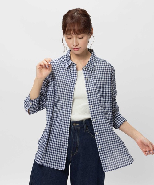 BACK NUMBER(バックナンバー)の「【BACK NUMBER】ライトポプリン長袖チェックシャツ(シャツ/ブラウス・レディース・ホワイト×ブラック/ホワイト×ネイビー・L/S/M/XL)」の2枚目の写真