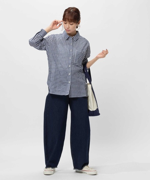 BACK NUMBER(バックナンバー)の「【BACK NUMBER】ライトポプリン長袖チェックシャツ(シャツ/ブラウス・レディース・ホワイト×ブラック/ホワイト×ネイビー・L/S/M/XL)」の5枚目の写真