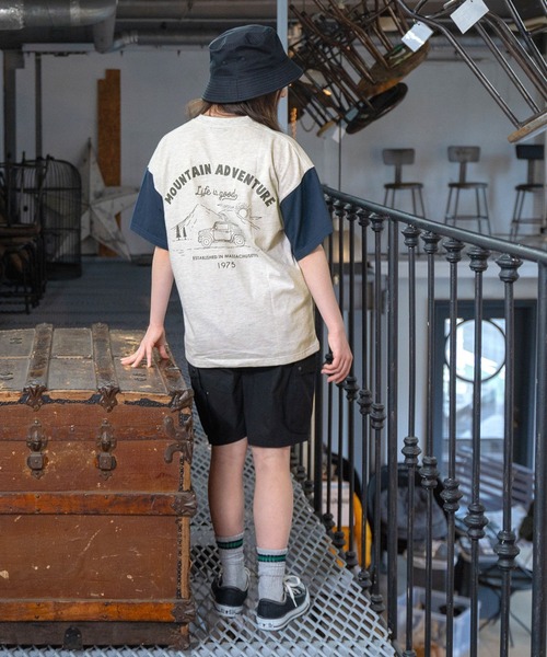 PEN FIELD(ペンフィールド)の「【Penfield】【防汚加工】バイカラーバックプリント半袖Tシャツ(Tシャツ/カットソー・キッズ・オートミール/ネイビー・170cm/160cm/150cm/140cm)」の3枚目の写真