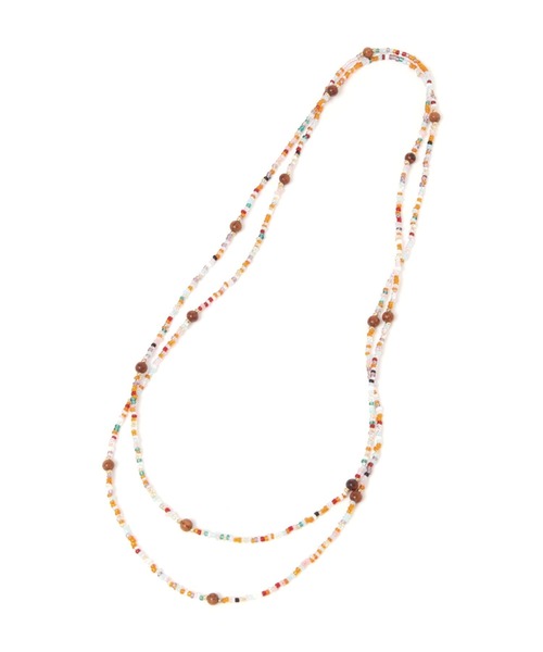 GLOBAL WORK Smile Seed Store（グローバルワーク スマイルシードストア）の「カラービーズロングネックレス/111174（ネックレス・レディース・セージグリーン/オレンジ系その他・FREE）」の4枚目の写真