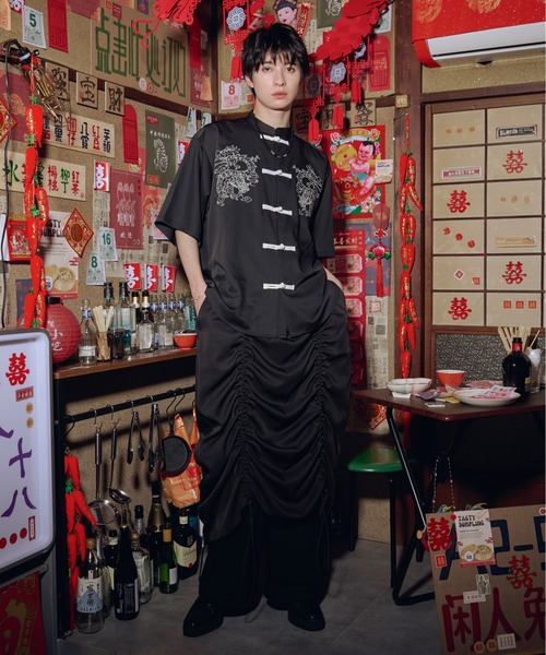 Ellno Loset（エルノロゼット）の「ドラゴンチャイナシャツ（シャツ/ブラウス・メンズ・ブラック/オフホワイト・MEDIUM/LARGE/SMALL）」の13枚目の写真