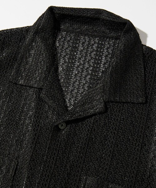FREAK'S STORE（フリークスストア）の「FREAK’S STORE/フリークスストア レース編みオープンカラーシャツ/リラックス（シャツ/ブラウス・メンズ・ブラック/オフホワイト・MEDIUM/LARGE）」の6枚目の写真