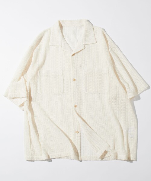 FREAK'S STORE（フリークスストア）の「FREAK’S STORE/フリークスストア レース編みオープンカラーシャツ/リラックス（シャツ/ブラウス・メンズ・ブラック/オフホワイト・MEDIUM/LARGE）」の22枚目の写真