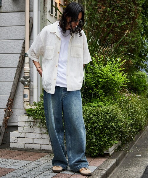 FREAK'S STORE（フリークスストア）の「FREAK’S STORE/フリークスストア レース編みオープンカラーシャツ/リラックス（シャツ/ブラウス・メンズ・ブラック/オフホワイト・MEDIUM/LARGE）」の21枚目の写真