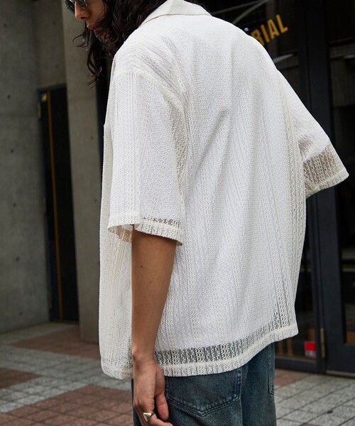 FREAK'S STORE（フリークスストア）の「FREAK’S STORE/フリークスストア レース編みオープンカラーシャツ/リラックス（シャツ/ブラウス・メンズ・ブラック/オフホワイト・MEDIUM/LARGE）」の15枚目の写真