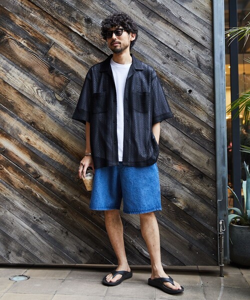 FREAK'S STORE（フリークスストア）の「FREAK’S STORE/フリークスストア レース編みオープンカラーシャツ/リラックス（シャツ/ブラウス・メンズ・ブラック/オフホワイト・MEDIUM/LARGE）」の14枚目の写真