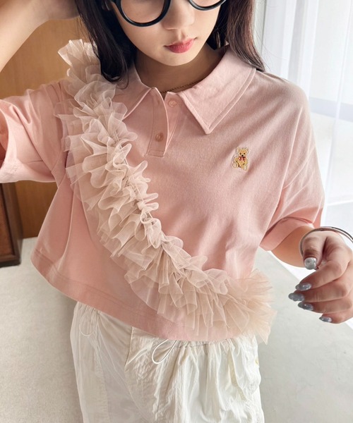 one after another NICE CLAUP（ワンアフターアナザーナイスクラップ）の「【teddy bear コラボ商品】くまちゃん刺しゅうポロシャツ（ポロシャツ・レディース・ピンク/ホワイト/ブラック・FREE）」の15枚目の写真