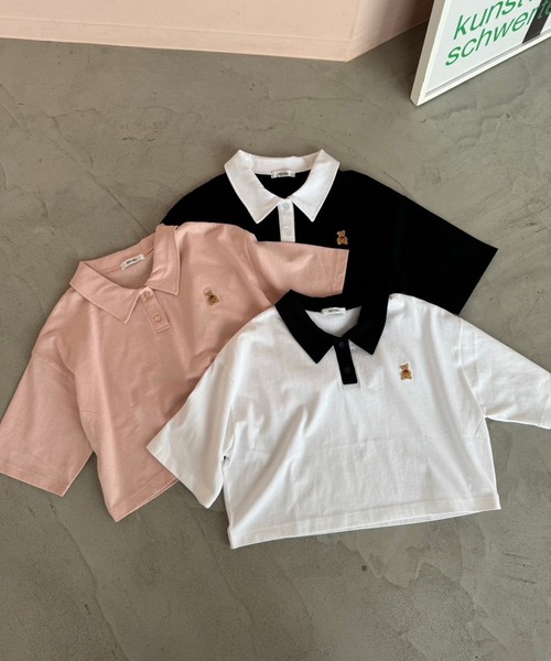 one after another NICE CLAUP（ワンアフターアナザーナイスクラップ）の「【teddy bear コラボ商品】くまちゃん刺しゅうポロシャツ（ポロシャツ・レディース・ピンク/ホワイト/ブラック・FREE）」の21枚目の写真