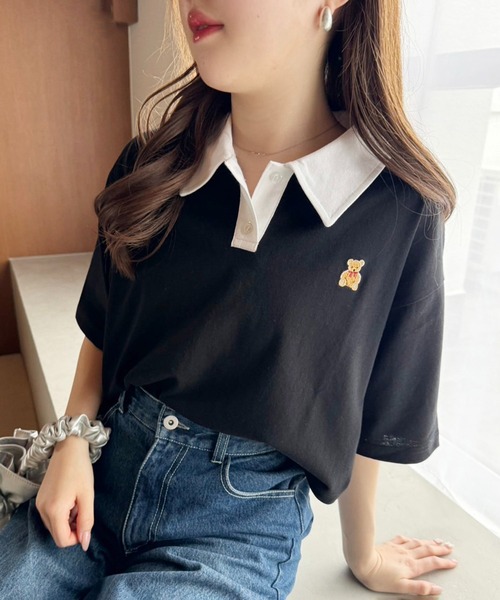 セール】【teddy bear コラボ商品】くまちゃん刺しゅうポロシャツ