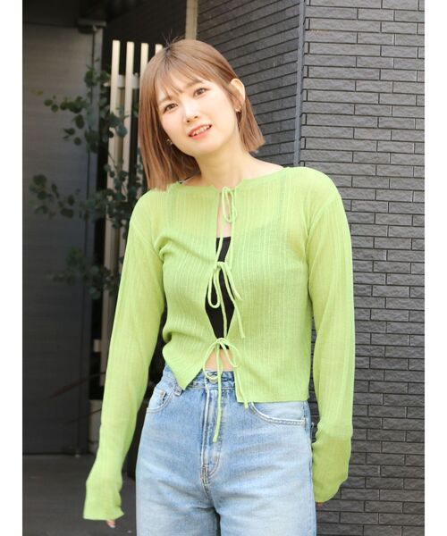 Ungrid(アングリッド)の「2Wayリボンニットカーデ(カーディガン/ボレロ・レディース・アイボリー/ブラック/グリーン系その他・FREE)」の17枚目の写真