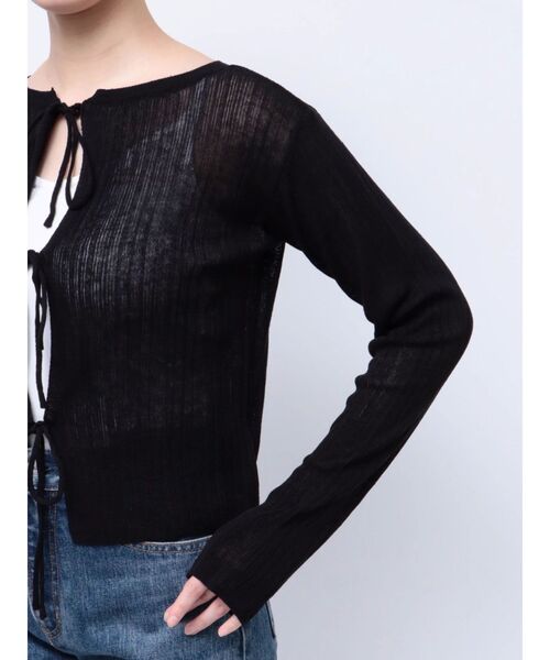 Ungrid(アングリッド)の「2Wayリボンニットカーデ(カーディガン/ボレロ・レディース・アイボリー/ブラック/グリーン系その他・FREE)」の5枚目の写真