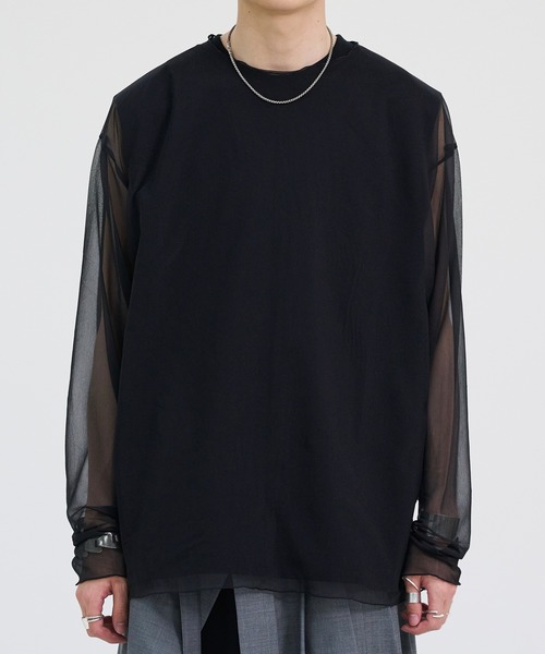 LAPIIS（ラピス）の「TRANSPARENT SHEER SHIRT（Tシャツ/カットソー・メンズ・ブラック/ブルー・FREE）」の22枚目の写真