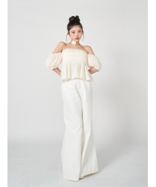 チュールドッキングオフショルブラウス（シャツ/ブラウス）｜Darich