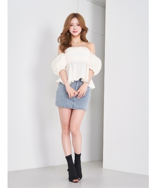 チュールドッキングオフショルブラウス（シャツ/ブラウス）｜Darich