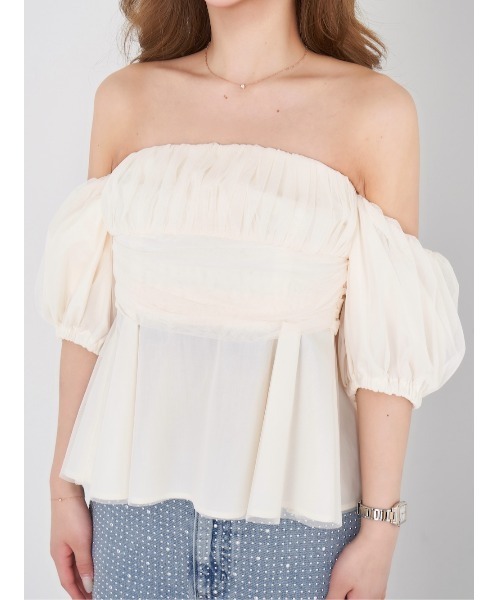 チュールドッキングオフショルブラウス（シャツ/ブラウス）｜Darich