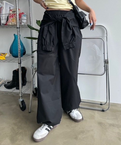 SHAGGIE（シャギー）の「【ウエスト巻き取り外し可能】ナイロンジョガーワークパンツ（その他パンツ・レディース・ブラック/ベージュ・FREE）」の3枚目の写真