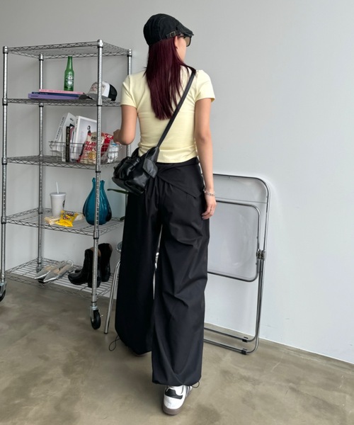 SHAGGIE（シャギー）の「【ウエスト巻き取り外し可能】ナイロンジョガーワークパンツ（その他パンツ・レディース・ブラック/ベージュ・FREE）」の5枚目の写真